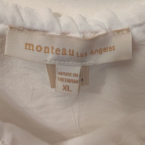 Monteau LA White Ruffle Tier Sleeveless Cami Tank Top Size XL NWT - Picture 9 of 11